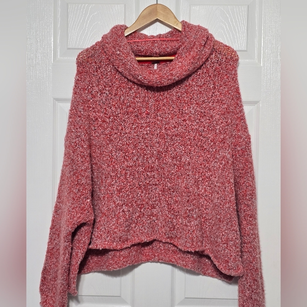 Free People Red Lotus BFF Knit Cowl Neck Sweater sz M - Picture 2 of 8
